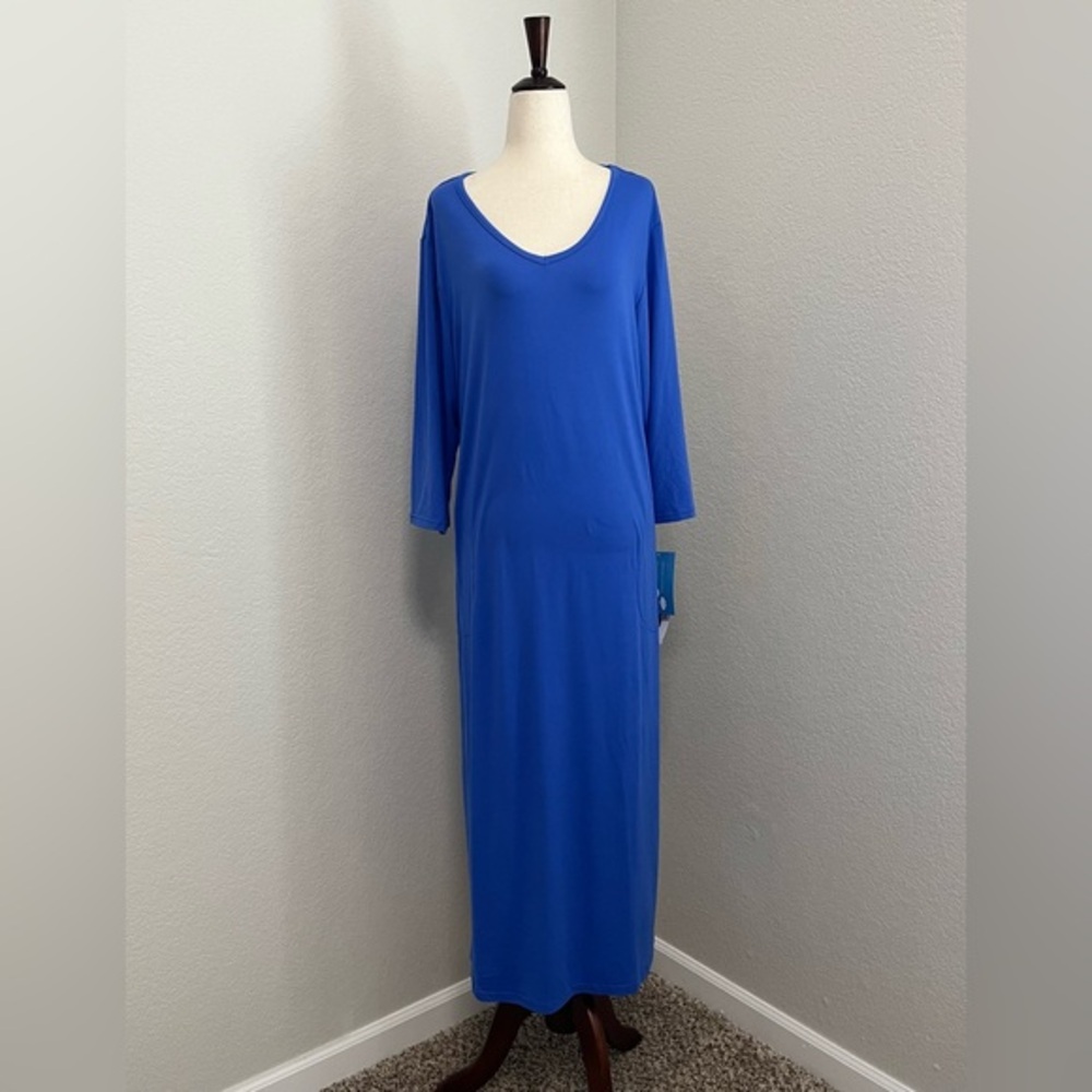 MUK LUKS Cloud Knit V-Neck Long Sleeve Maxi Dress